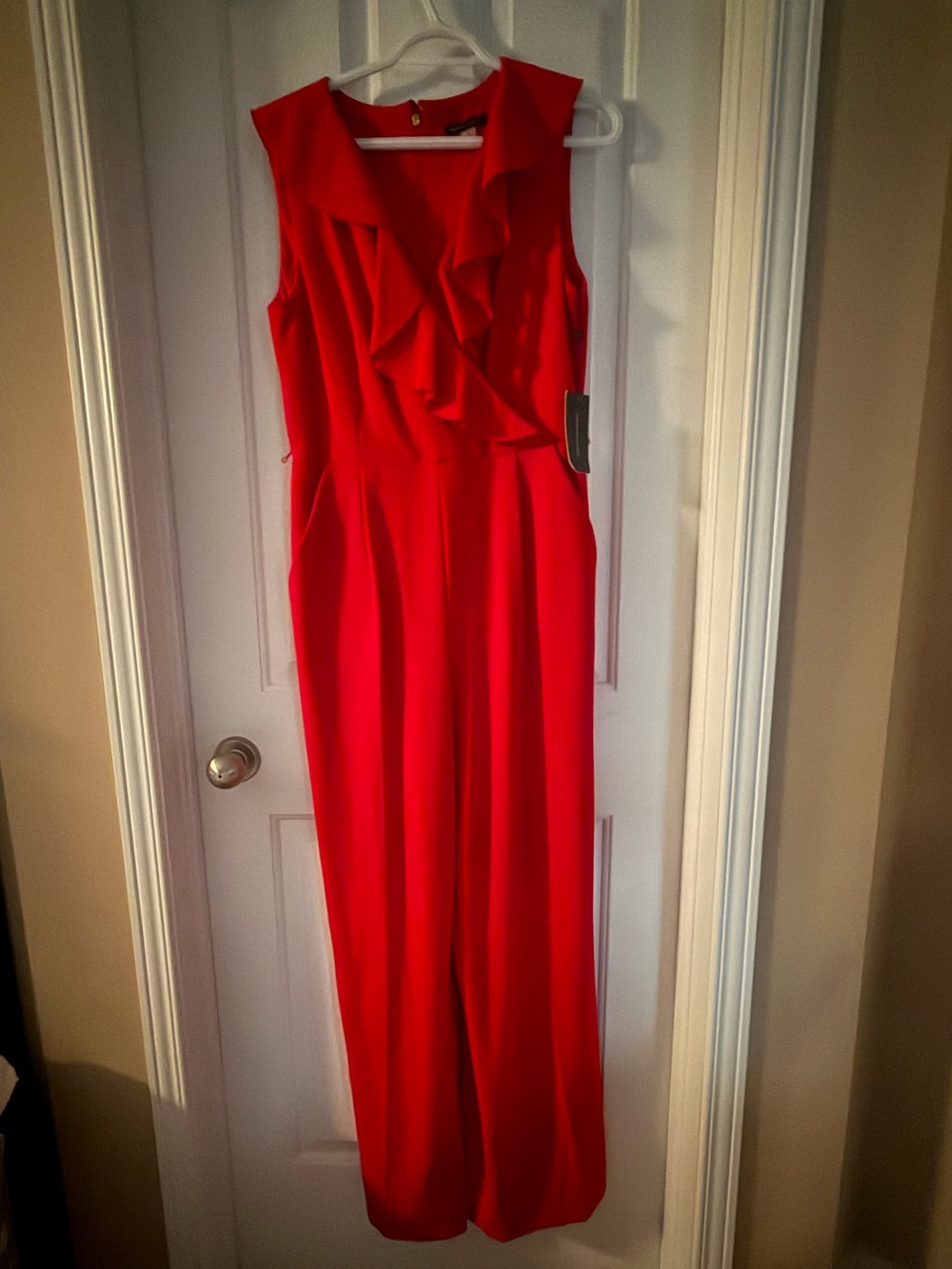 Tommy Hilfiger Red Ruffle-Front Jumpsuit